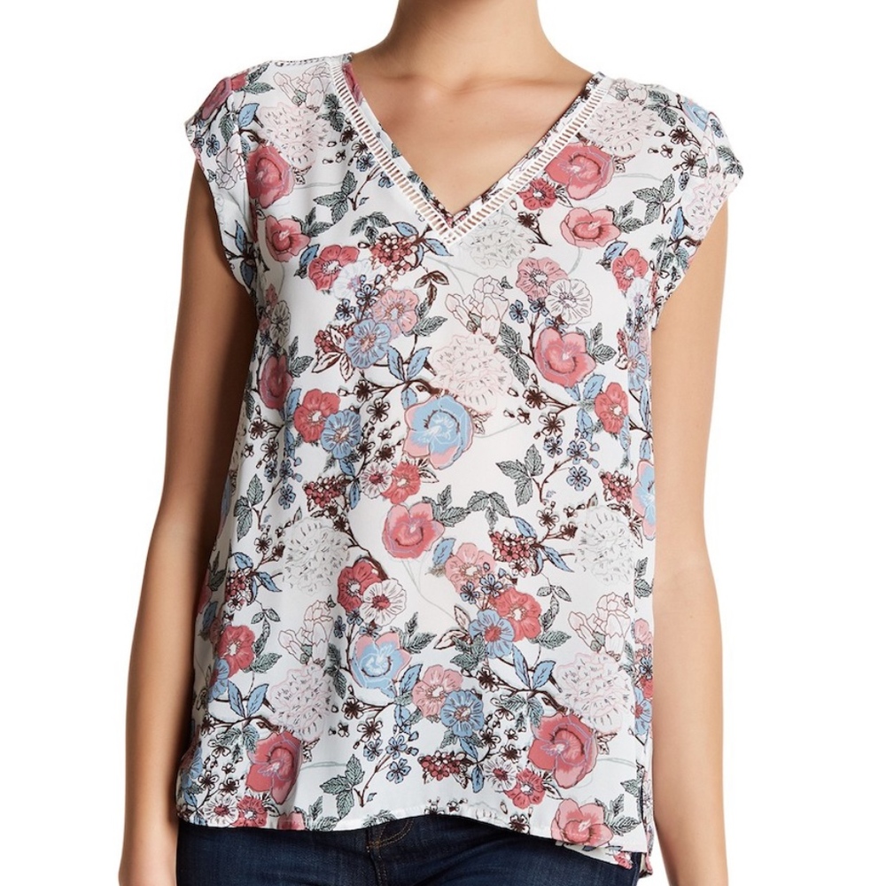 DR2  by Daniel Rainn Cap Sleeve Pointelle Blouse